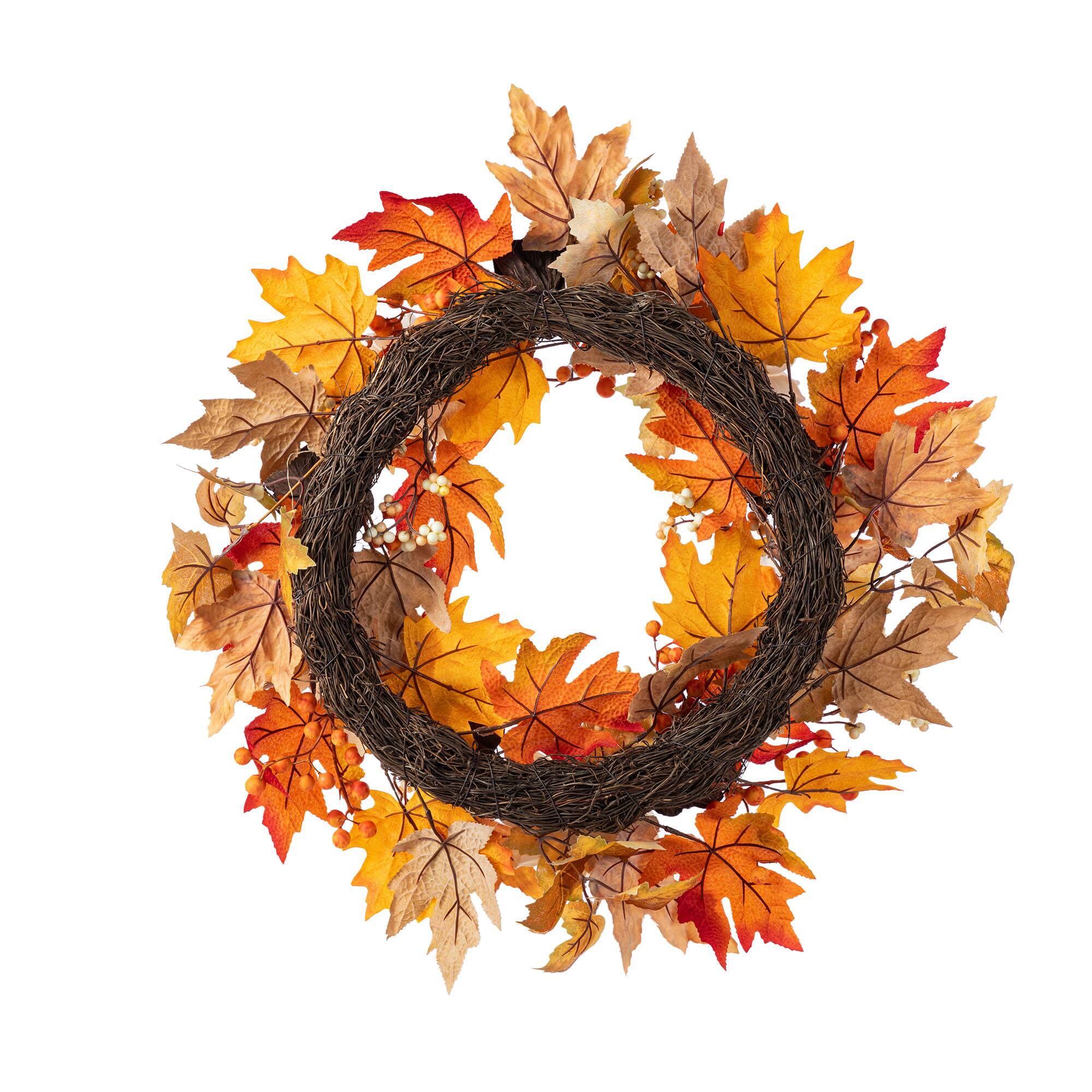 Glitzhome® 24" Fall Dahlia, Lotus Pod and Berry Wreath